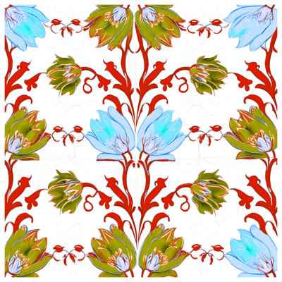 Blue Green Floral Pattern Comforter