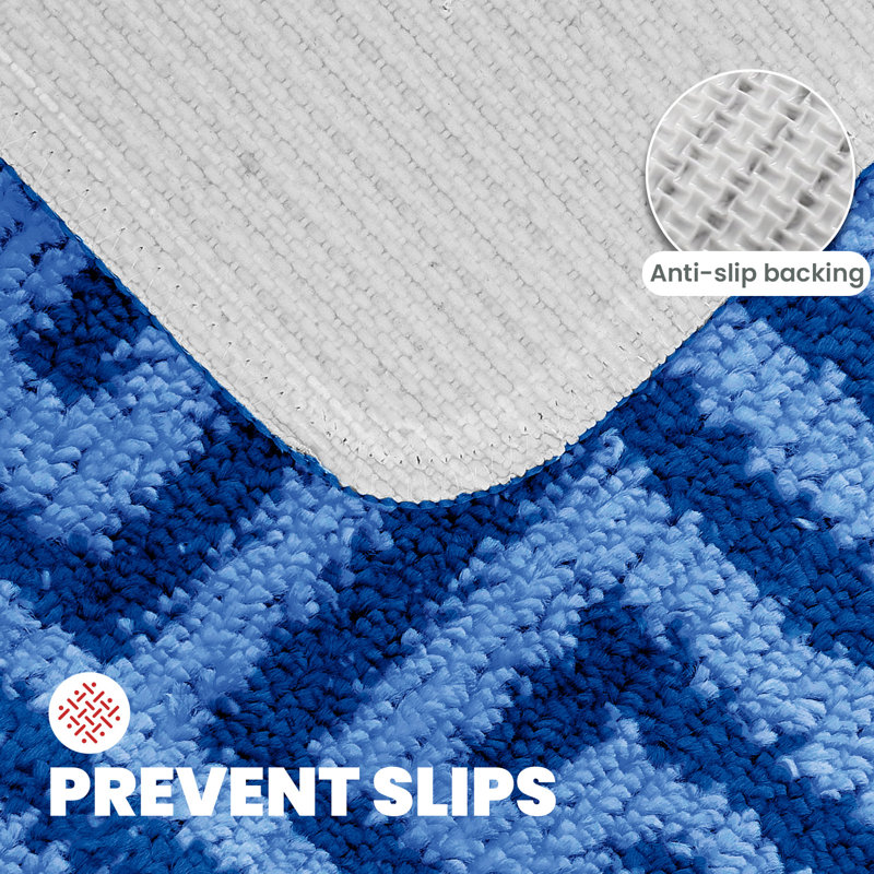 Akinori Polypropylene Plastic Non-Slip Bath Mat, Blue
