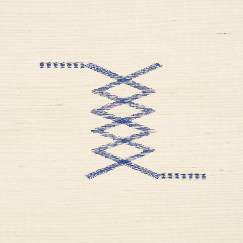 Papier peint brodé Kin Sisal, Encre / ivoire