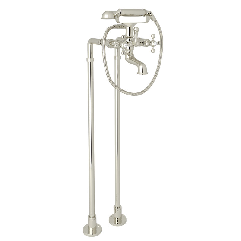 Arcana Floor Mount Tub Filler, Polished Nickel