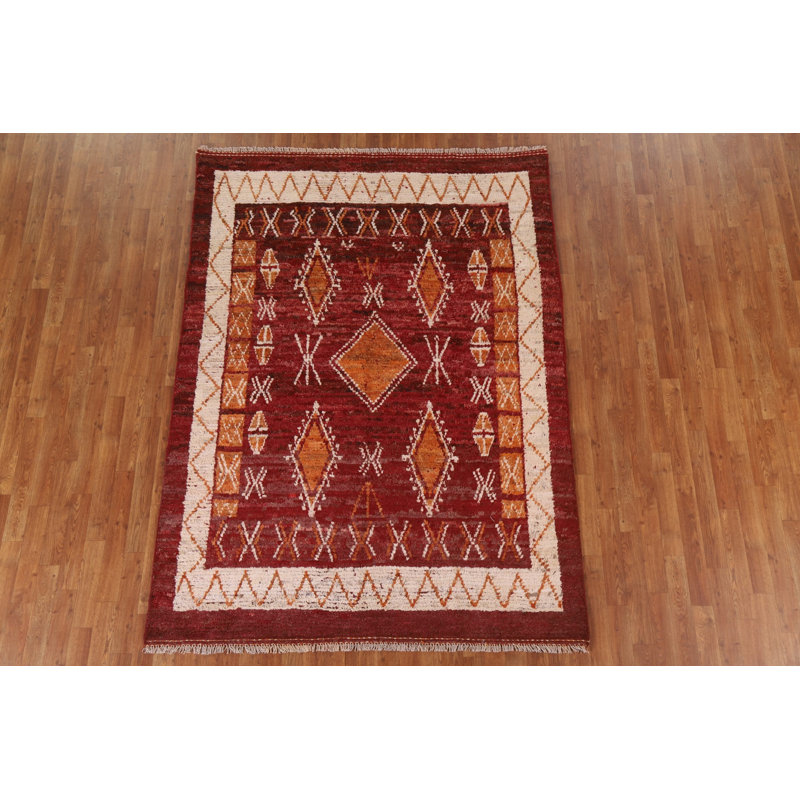 Tapis géométrique marocain noué à la main 6 x 8