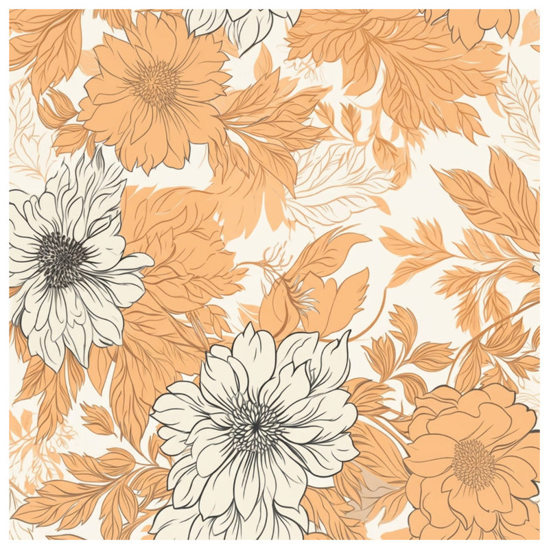 Édredon orange, beige et floral, Lit simple