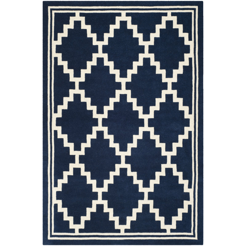 Geometric Wool Hand Woven Area Rug, Rectangle 152 x 244 cm