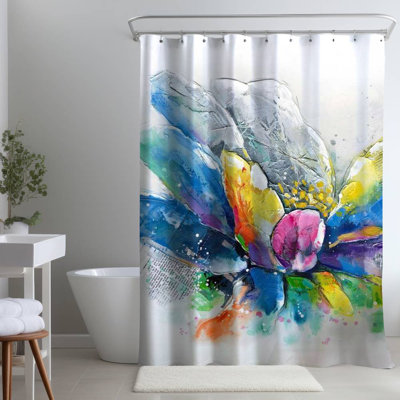 Floral – Polyester Shower Curtain, Dye Sublimation Print, 71" W × 74" L