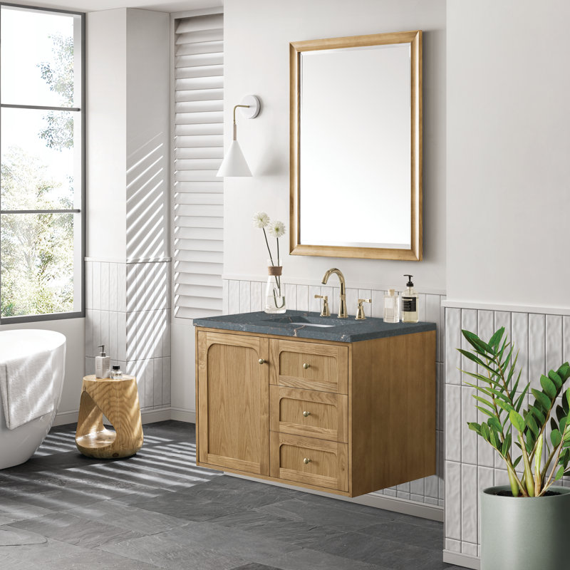 Laurent 36'' W Single Vanity, Light Natural Oak, Parisien Bleu, 8" Widespread