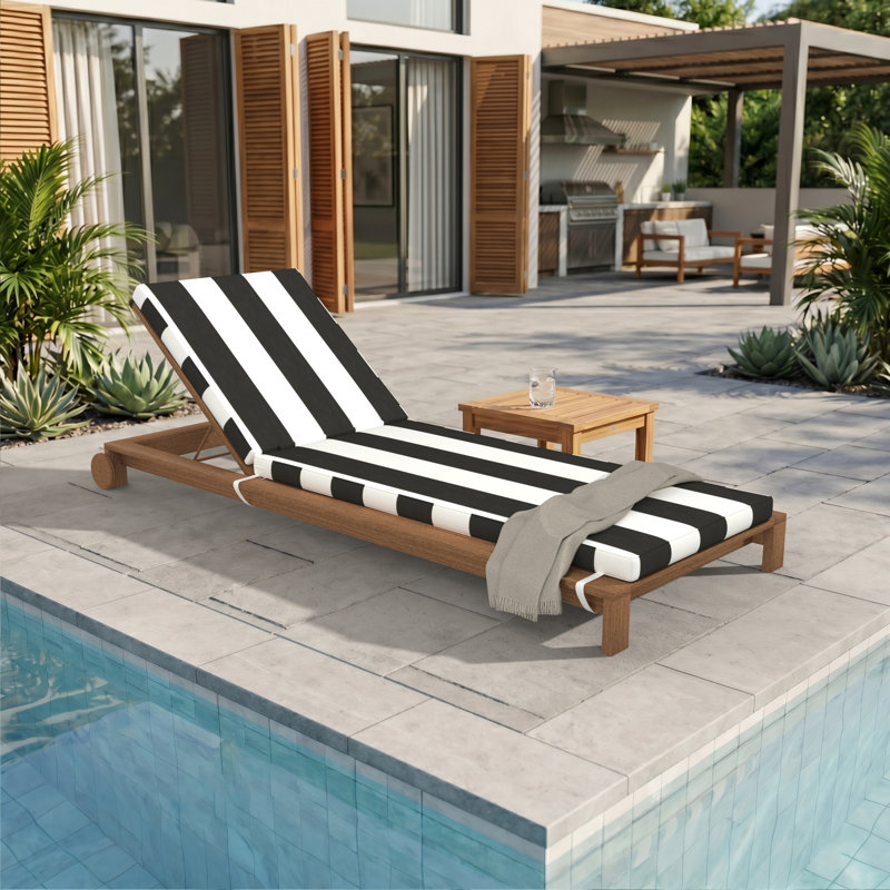 Sunbrella® Outdoor Chaise Cushion, 26" W x 80" D, Cabana Classic Black