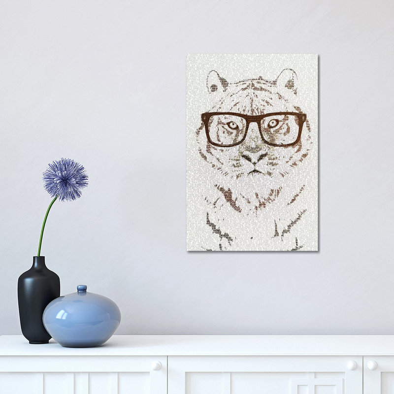 The Intellectual Tiger Hipster Version by Paula Belle Flores - Wrapped Canvas Print, 45.72cm H x 30.48cm W x 1.905cm D