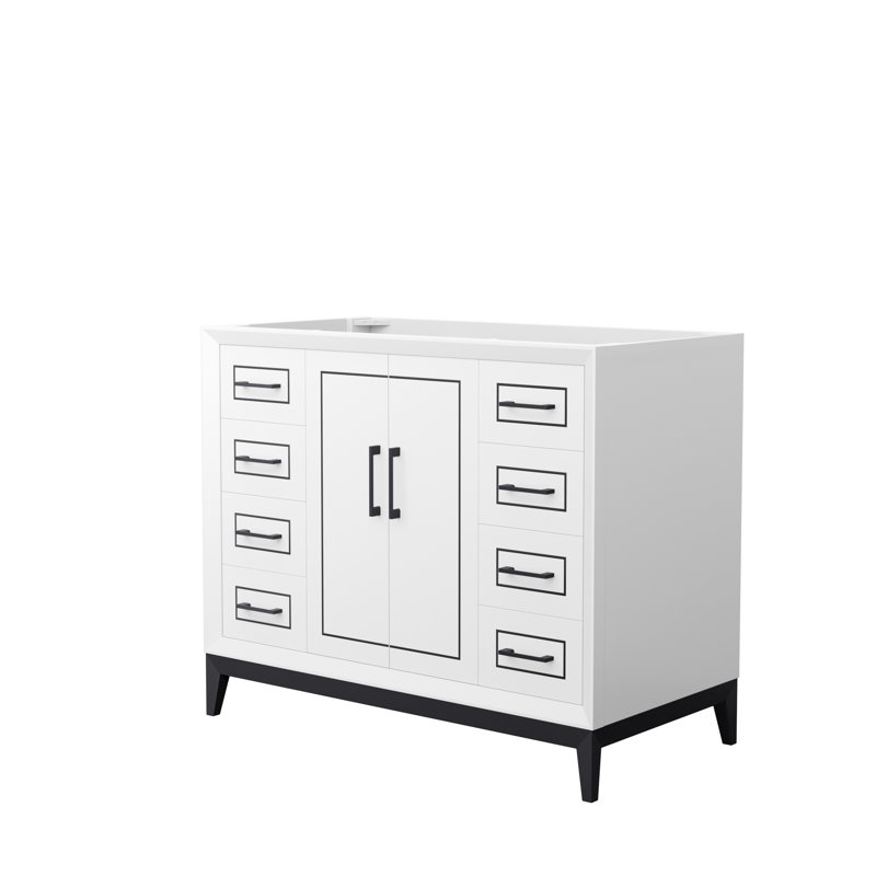 Base de meuble-lavabo simple 41,75 po Marlena seulement, Blanc / noir