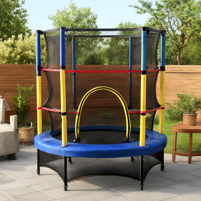 Freeport Park 137.2cm Round Backyard Trampoline with Safety Enclosure with Handlebar