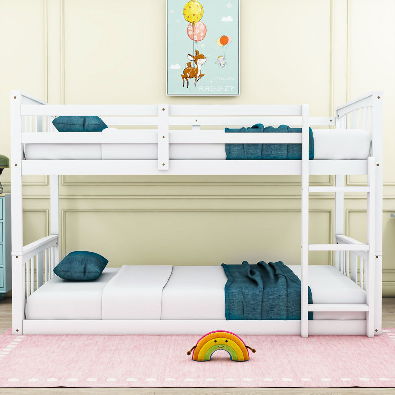 Dextra Kids Twin Over Twin Bunk Bed, White