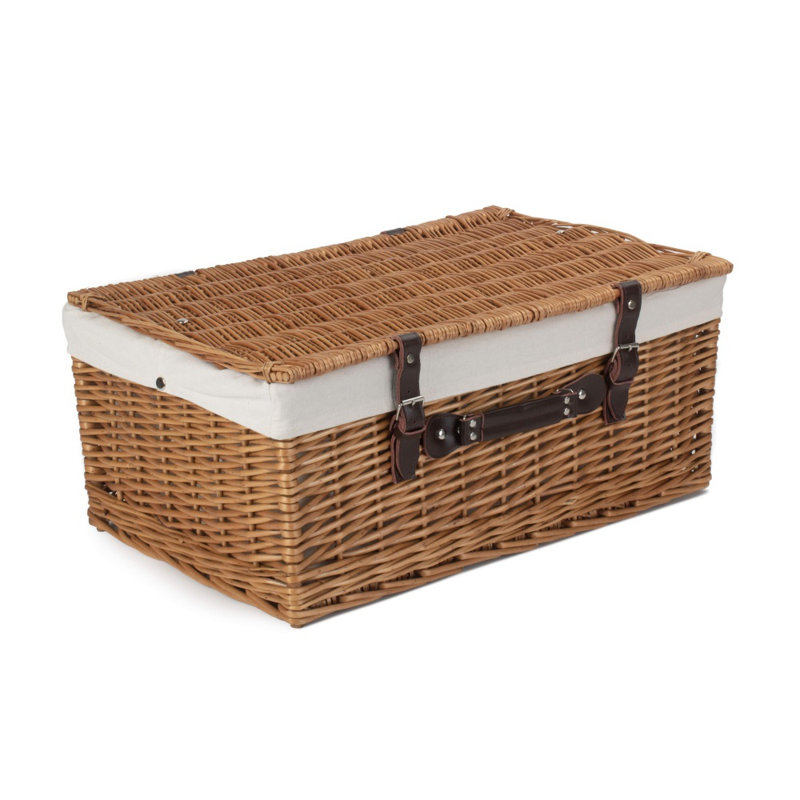Wicker Laundry Hamper, Brown/White