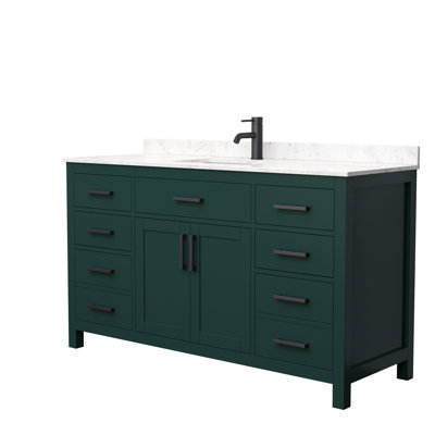 Meuble-lavabo simple autoportant avec plateau en marbre 60 po Beckett