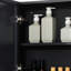 Armoire à pharmacie murale, miroir de salle de bain avec portes doubles et tablettes de rangement, noir