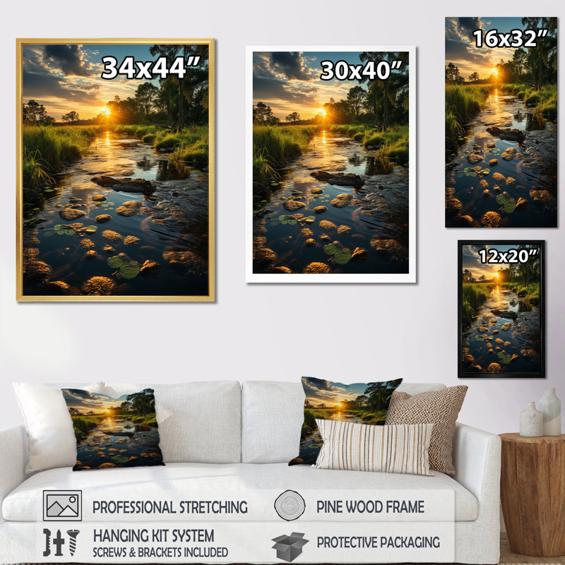 «USA Everglades National Park Florida», reproduction d'art sur toile, H 20 po x l 12 po x P 1 po, Cadre simple noir