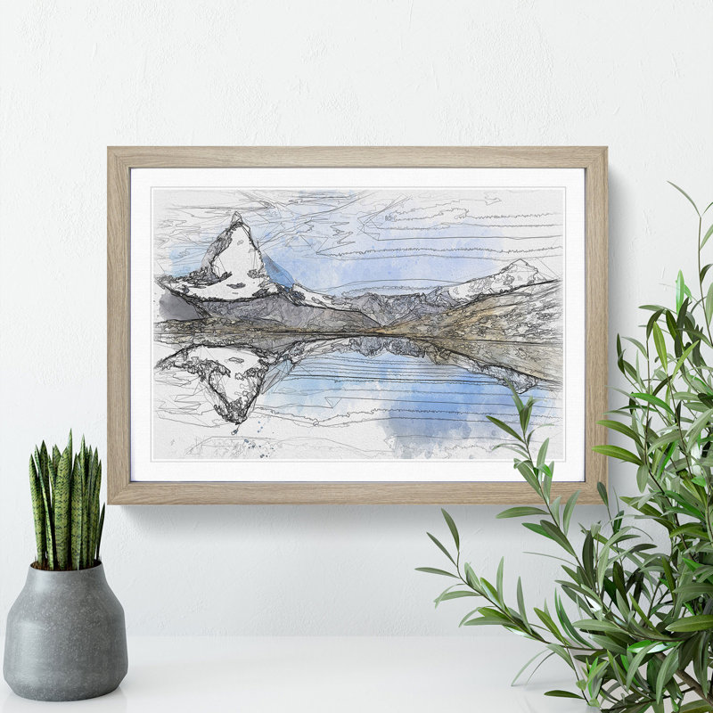 Matterhorn Mountain in Zermatt Switzerland - Picture Frame Graphic Art Print, 62cm H x 87cm W x 2cm D, Oak Framed