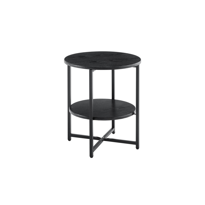 2 - Petite table de chevet ronde noire, peut être utilisée comme table basse dans le salon, accent pour les espaces restreints, peu encombrante et polyvalente, facile à assembler, en fer + 15,7 po de profondeur, 18,42 po de hauteur