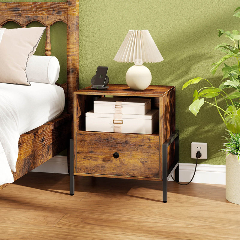 Table de chevet avec station de charge Table de chevet avec tablette de rangement, 2