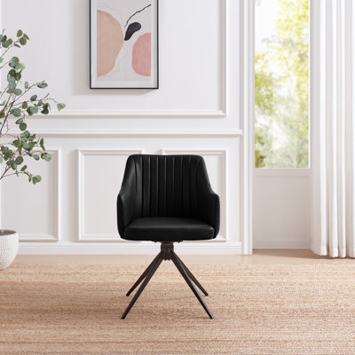 Cleother Luxury Faux Leather Bucket Tub Swivel Dining And Office Chair With Metal Legs
