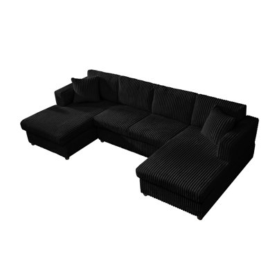 Canapé modulaire 4 places en velours côtelé en U très grand avec 4 chaises modulaires