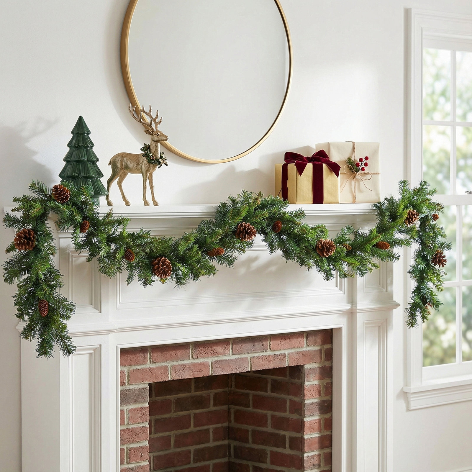 The Holiday Aisle® 9ft. Pine Cone Garland with Clear Lights