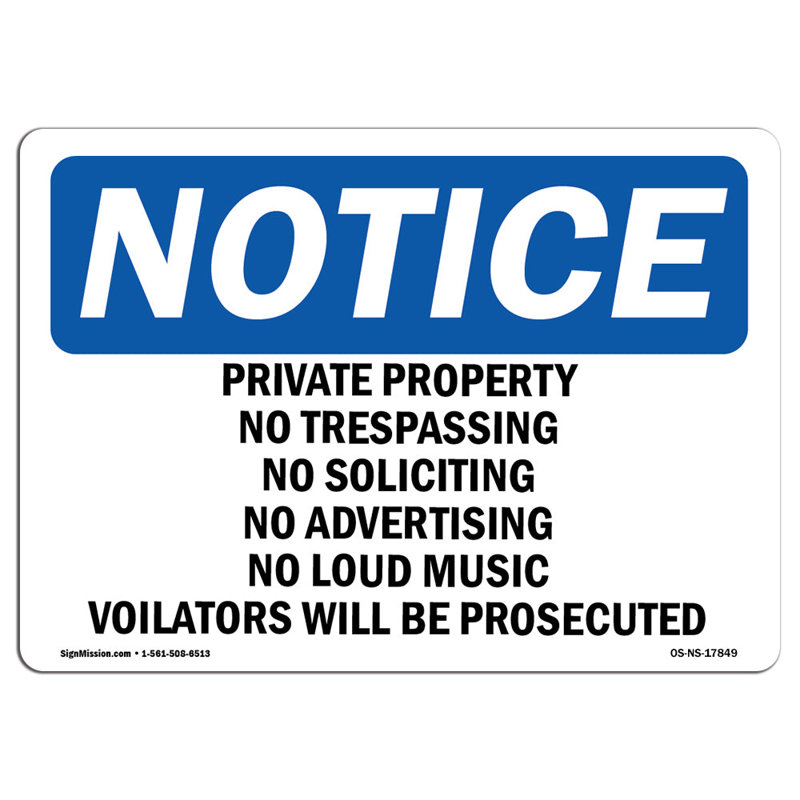 Signe de propriété privée sans intrusion