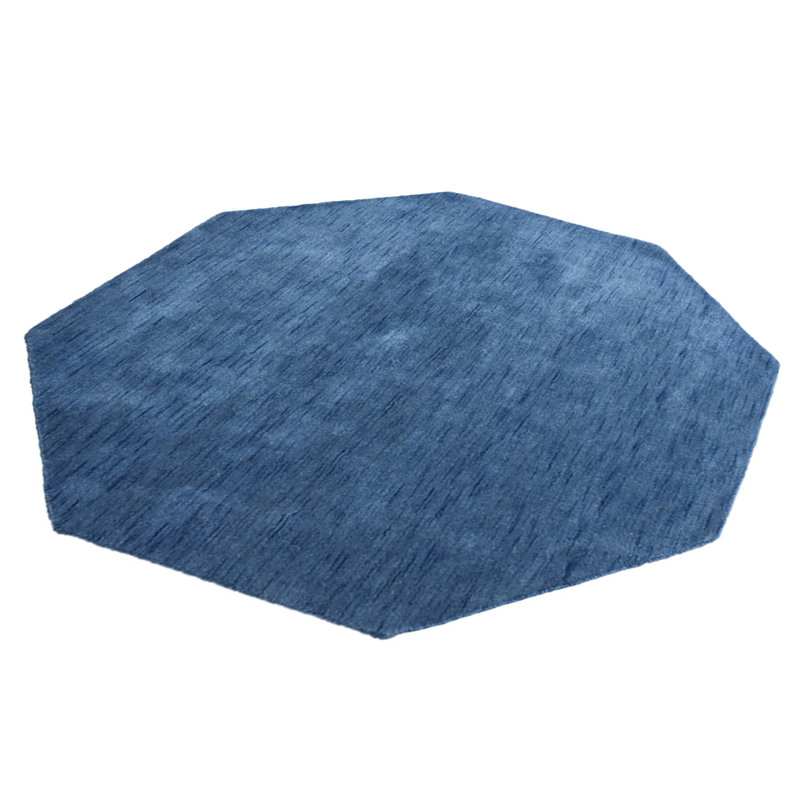 Hand Knotted Loom Wool Eco-Friendly Area Rugs - Octagon | Blue Color | Solid Design | Area Rugs for Living room, Bedroom
