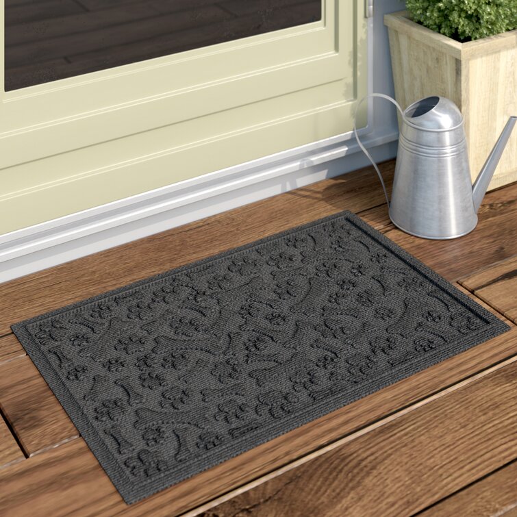 Bungalow Flooring Dog Bowl Wave 18 in. x 27 in. Bluestone Pet Polyester Pet Mat