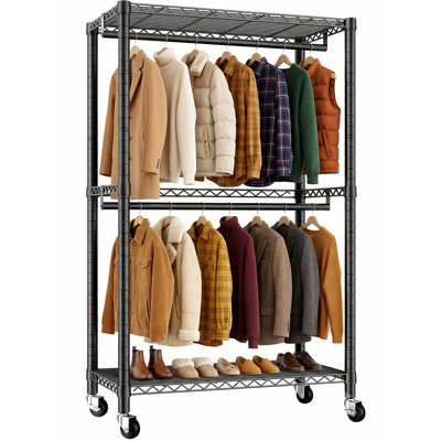 90.1 cm Adjustable Rolling Clothes Rack
