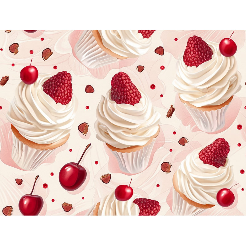 Rideau de douche Cupcakes - Décoration de salle de bain, H 93 po x l 70 po