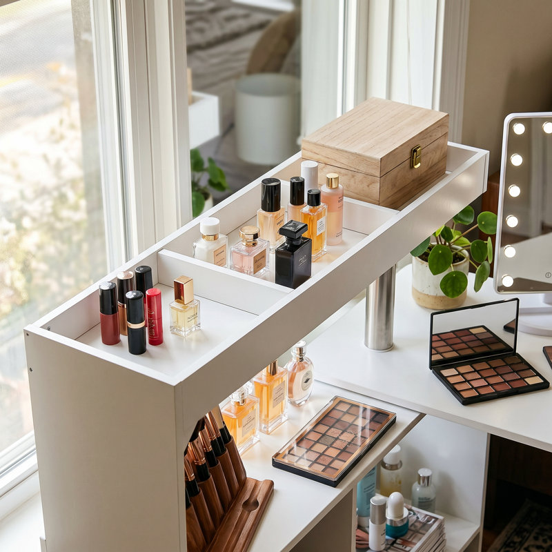 Nail Table With Built-In Electric Dust Collector | Adjustable Angle & 4-Tier Storage Rack