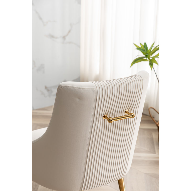 Elian 19.7'' H Velvet Upholstered Side Chair, Beige