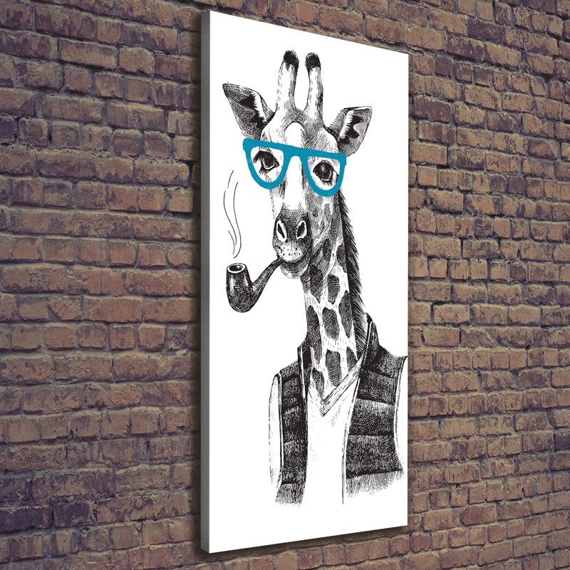 Giraffes With Glasses - Wrapped Canvas Print