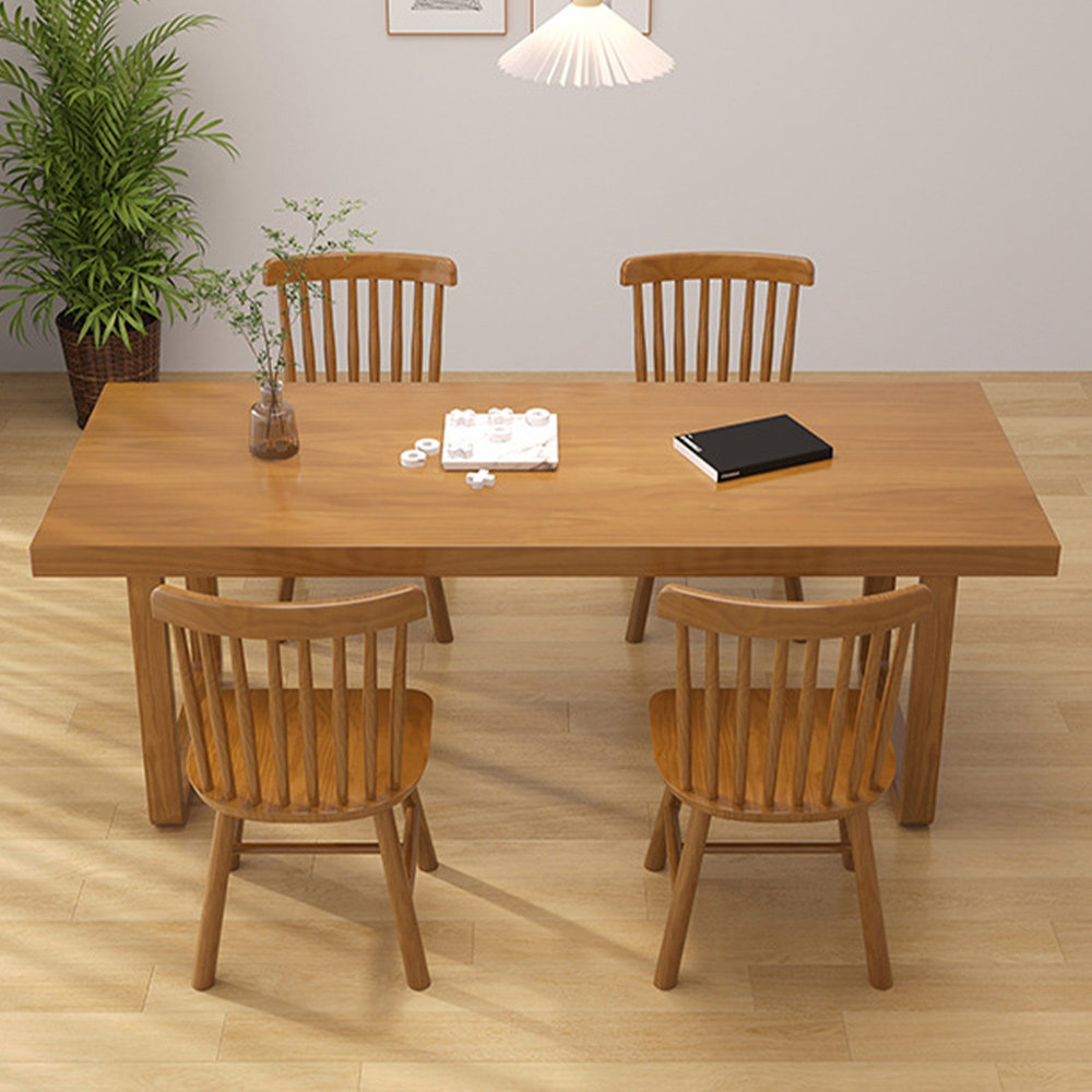 StyleCrafted Furniture Brown Rectangular Solid Wood Dining Table ...