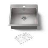 Vault 25" L x 22" W x 9-5/16" Top-Mount/Under-Mount Single-Bowl Kitchen Sink with 4 Faucet Holes