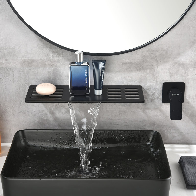 Robinet de salle de bain mural, Noir mat