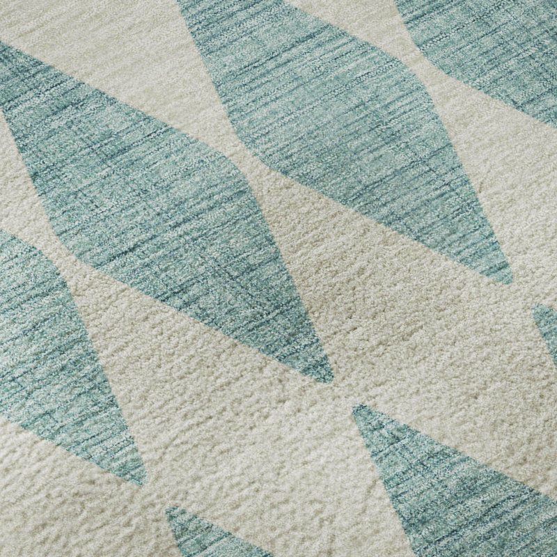 Tapis bleu sarcelle de qualité supérieure lavable à la machine Cerrito AMF578, Tapis de couloir 2 pi 3 po x 7 pi 6 po