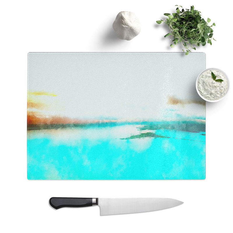 Tempered Glass Aerial View of the Netherlands Painting Chopping Board, 20 cm x 28.5 cm