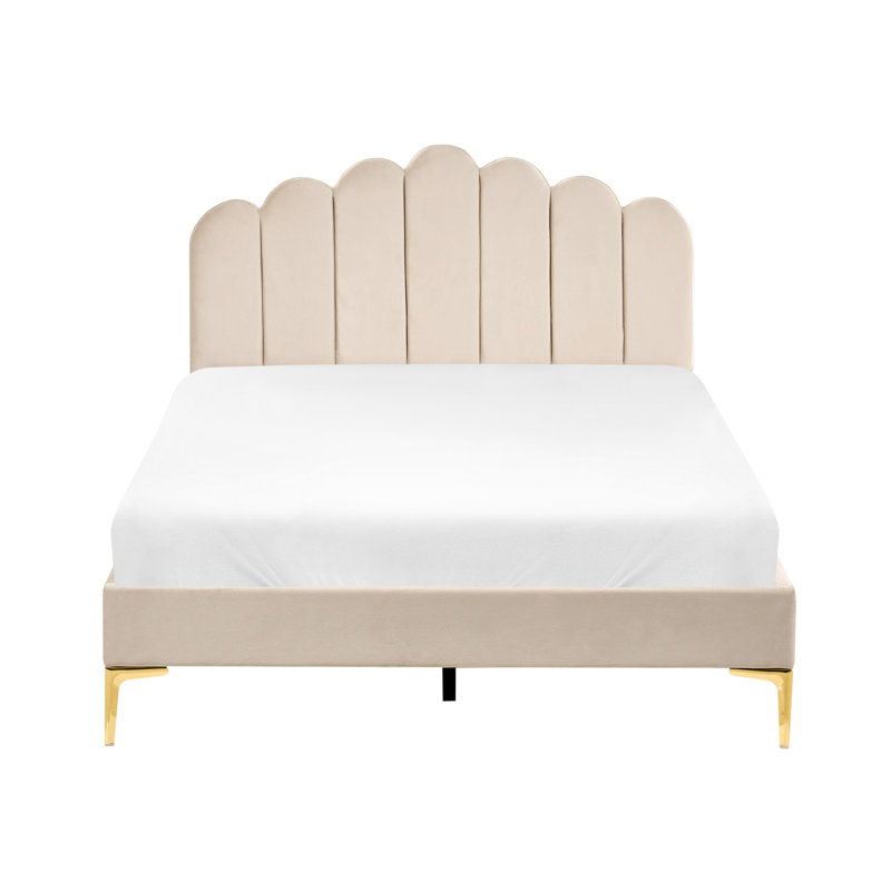 SAUVIAN Upholstered Bed, Beige, European Kingsize (160 x 200 cm)