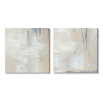 "Beige Abstract Collage Composition", ensemble de 2 toiles d'art par Annie Warren