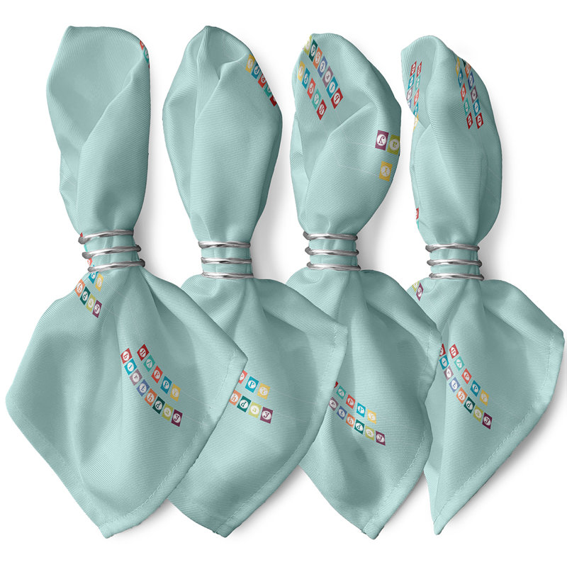 Serviette 22 "Happy Birthday Print, Aigue-marine