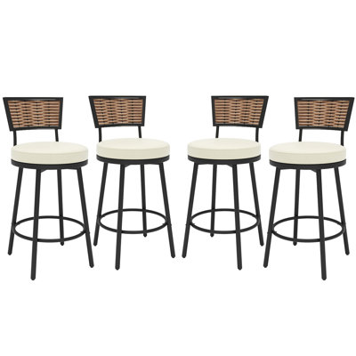 Swivel Outdoor Bar&Counter Stool with Cushion(Set of 4)