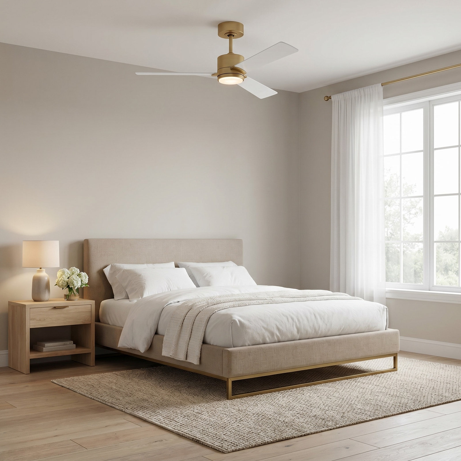 Martrell Ceiling Fan, Matte White, 44", Burnished White