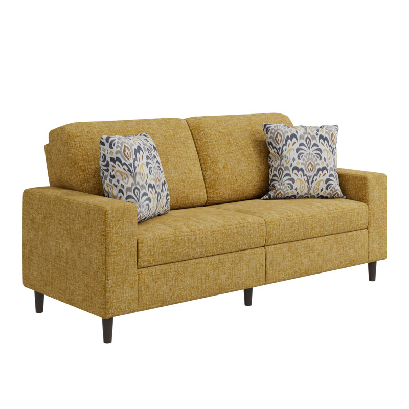 Canapé à accoudoirs carrés 77,5 po Yosselin, Chenille jaune