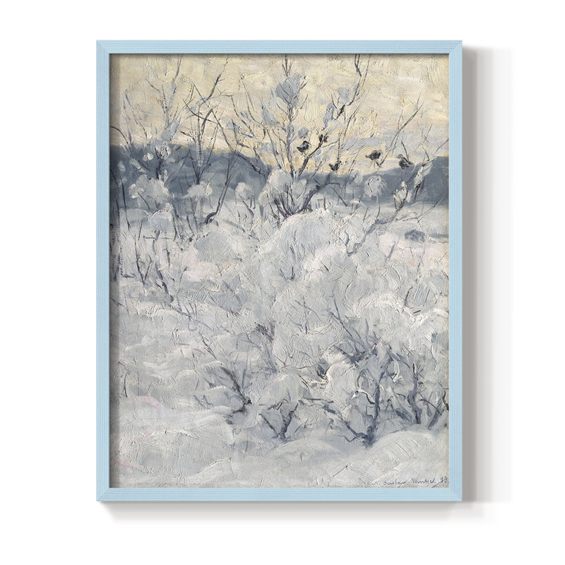 Imprimé floral rétro CCLXVI, reproduction encadrée - bois massif, H 30 po x l 24 po, Bleu