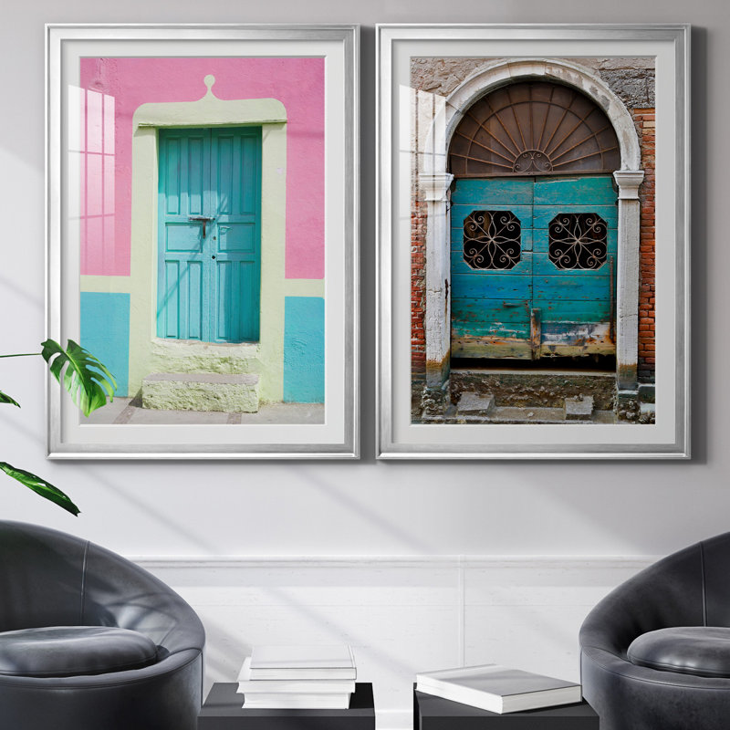 Porte de San Miguel - ensemble de 2 reproductions de photos, H 26,5 po x l 73 po x P 1,5 po, Papier avec cadre argenté, Blanc