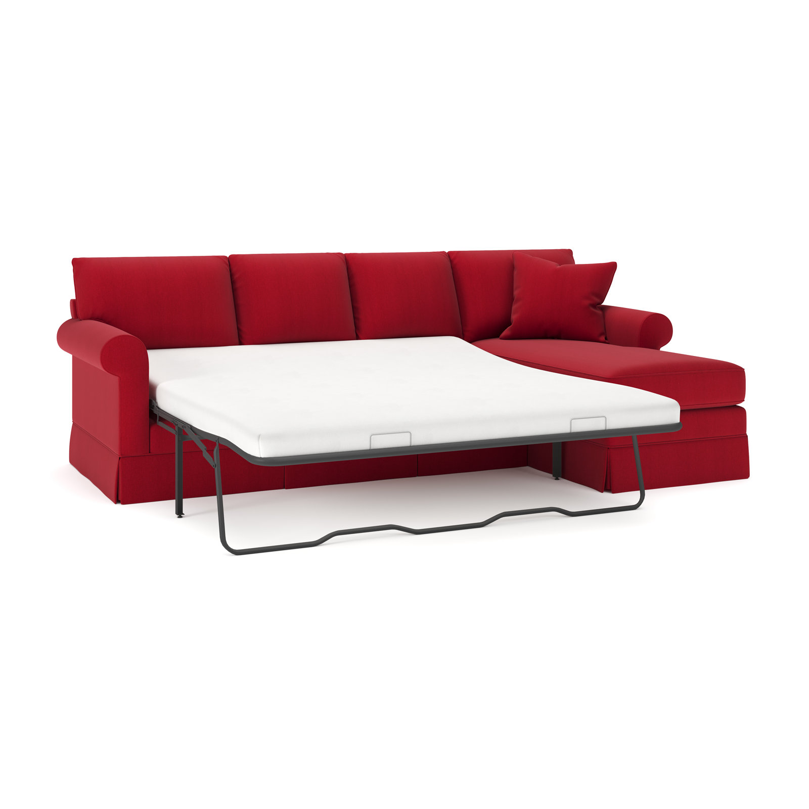 Friedman Sleeper Sectional with Chaise, Bayou Flame Canvas, Right Hand Facing