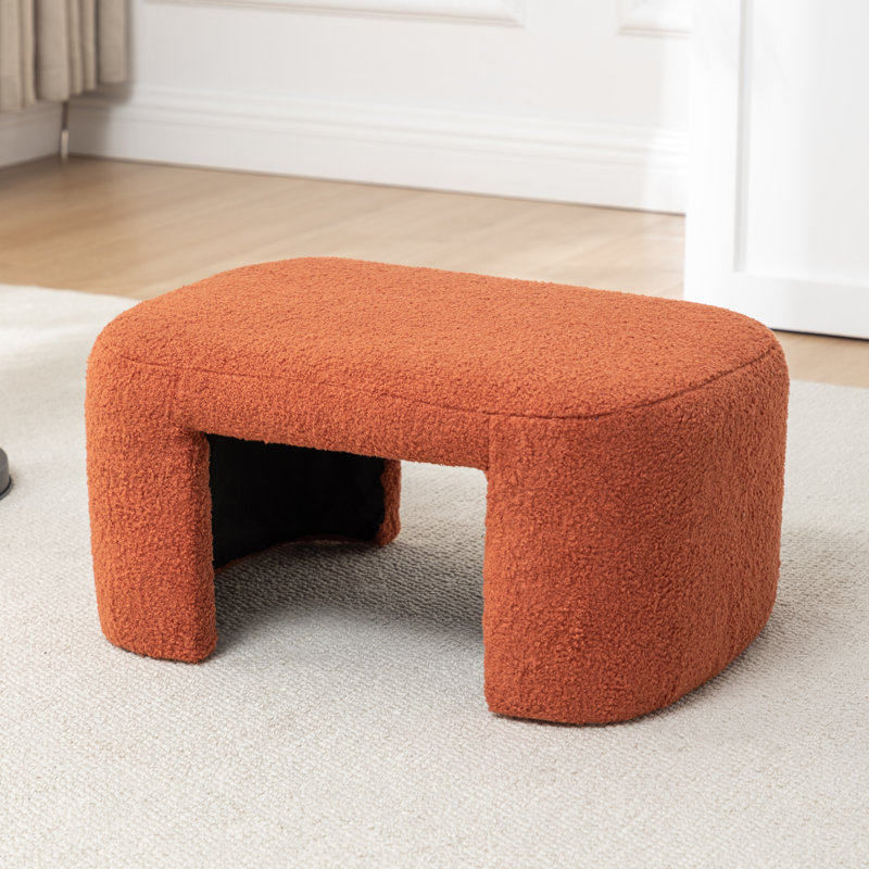 Ashalyn Upholstered Ottoman, Orange, Polyester Blend