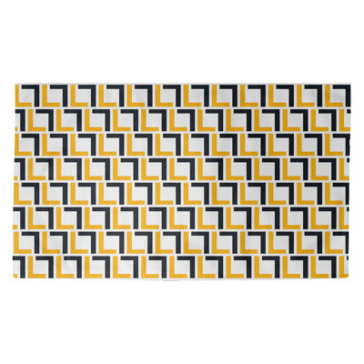 Tapis géométrique jaune / bleu marine foncé / blanc