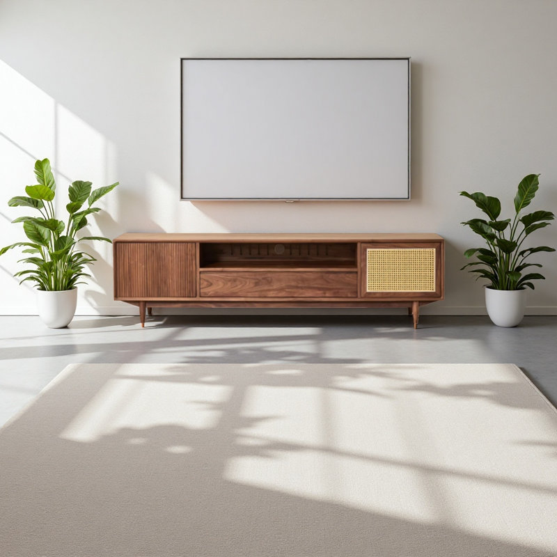 Meuble télé de style rétro en bois de noyer noir, H 20,47 po x L 70,86 po x l 15,74 po