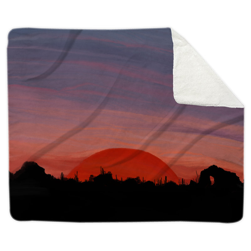 Desert Sunset Small Sherpa Blanket, 50" W x 60" L